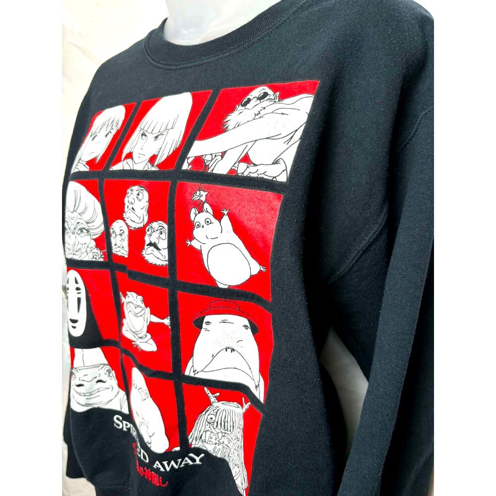 Studio Ghibli Spirited Away Sweatshirt Small Red Sen Chihiro Haku No Face GRID - Picture 2 of 5